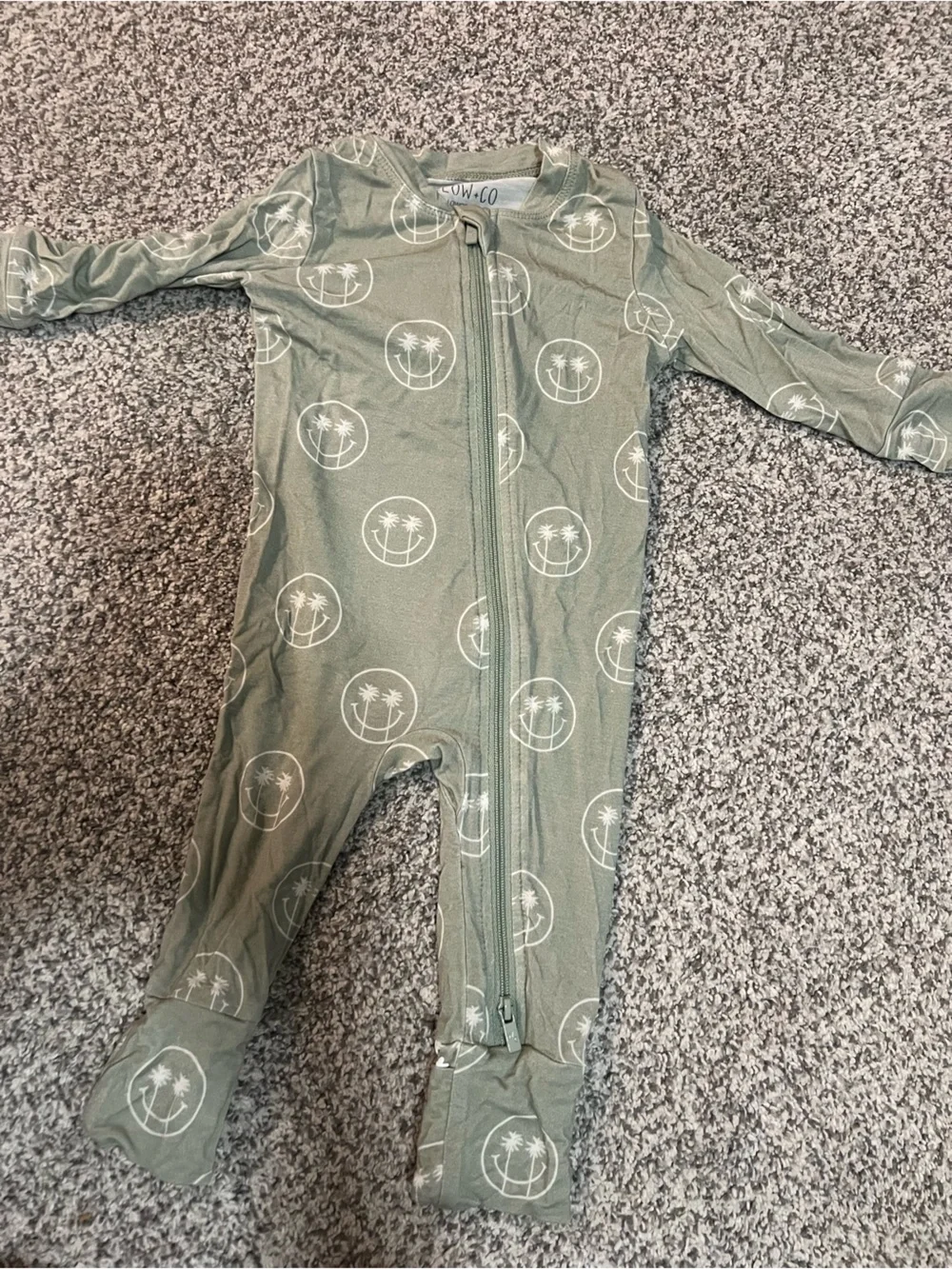 Willow Green Palm Tree Print Kids One-Piece